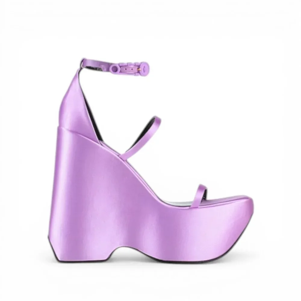 Versace Triplatform 170mm Lilac Purple Platform Sandals Womens 8 NIB - Picture 3 of 4